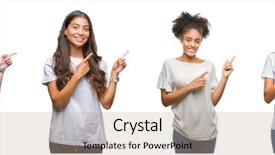  Presentation with chinese american - Colorful presentation theme enhanced with american woman over isolated background backdrop and a coral colored foreground