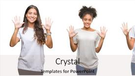  Presentation with chinese american - Cool new slide deck with american woman over isolated background backdrop and a  colored foreground