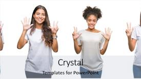  Presentation with chinese american - Beautiful slide deck featuring american woman over isolated background backdrop and a  colored foreground