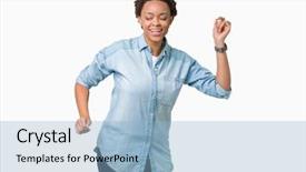  Presentation with music african american jazz musician - Slide deck featuring american woman over isolated background background and a light blue colored foreground