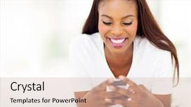  Presentation with african american doctors - Cool new slide deck with american woman using smart phone backdrop and a soft green colored foreground