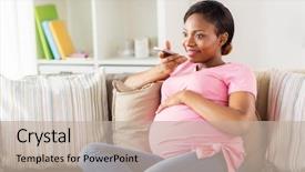  Presentation with recorder - Slide set consisting of american woman using voice command background and a mint green colored foreground