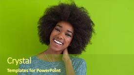  Presentation with beautiful green - Slide set enhanced with american woman with a curly background and a tawny brown colored foreground