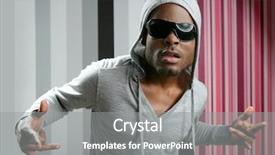  Presentation with black man - Audience pleasing PPT theme consisting of american young black man rap backdrop and a gray colored foreground