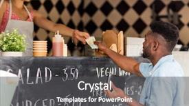  Presentation with food order - Colorful slides enhanced with american young man paying money backdrop and a dark gray colored foreground