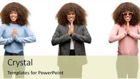  Presentation with african american mothers - Presentation design featuring american young woman wearing different background and a soft green colored foreground