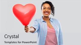  Presentation with american heart - Slides consisting of american young woman with red background and a light gray colored foreground