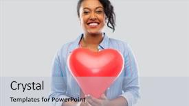  Presentation with african people - Beautiful presentation design featuring american young woman with red backdrop and a light blue colored foreground