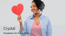  Presentation with african charity - Presentation theme with american young woman with red background and a lemonade colored foreground