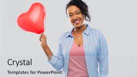  Presentation with american heart - Audience pleasing presentation design consisting of american young woman with red backdrop and a light gray colored foreground