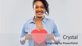  Presentation with african charity - Presentation design enhanced with american young woman with red background and a light gray colored foreground