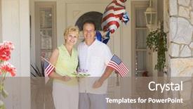  Presentation with fourth of july - Presentation theme with americana balloons - couple at front door background and a coral colored foreground