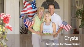  Presentation with fourth of july - Beautiful presentation featuring americana balloons - family at front door backdrop and a violet colored foreground