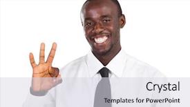  Presentation with african american - Cool new slide set with americanexpress - african american businessman giving ok backdrop and a sky blue colored foreground
