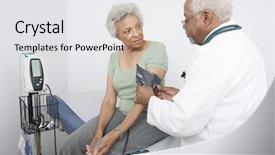  Presentation with measuring blood pressure in haitian - Amazing presentation theme having elderly african americans - senior doctor measuring patient's blood backdrop and a white colored foreground
