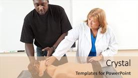  Presentation with medical student - Presentation having adult student learning cpr background and a lemonade colored foreground