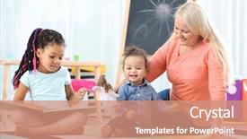  Presentation with african american - Cool new PPT theme with female mature nanny with little backdrop and a coral colored foreground