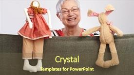  Presentation with show - PPT layouts consisting of grandmother presenting a puppet show background and a tawny brown colored foreground