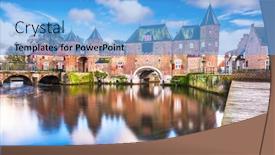  Presentation with dawn - Presentation design with amersfoort-netherlands-at-the-historic background and a light blue colored foreground
