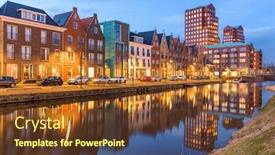  Presentation with cityscape - Amazing slide deck having amersfoort-netherlands-cityscape backdrop and a tawny brown colored foreground