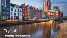  Presentation with cityscape - PPT theme with amersfoort-netherlands-cityscape background and a tawny brown colored foreground