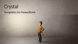  Presentation with alone - PPT theme consisting of amiability - little waggish kid staying alone background and a  colored foreground