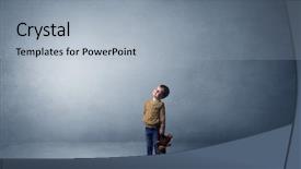  Presentation with unity kid - Slide set enhanced with amiability - little waggish kid staying alone background and a light blue colored foreground