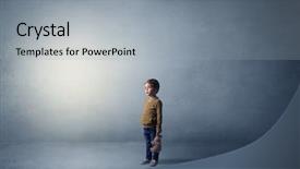  Presentation with alone - Beautiful presentation theme featuring amiability - little waggish kid staying alone backdrop and a light gray colored foreground