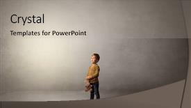  Presentation with teach kid - Cool new PPT theme with amiability - little waggish kid staying alone backdrop and a light gray colored foreground