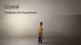  Presentation with alone - Slide set enhanced with amiability - little waggish kid staying alone background and a light gray colored foreground