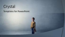  Presentation with alone - Slide deck having amiability - little waggish kid staying alone background and a  colored foreground