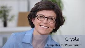  Presentation with aged - Slide deck consisting of amiability - portrait of a middle-aged smiling background and a teal colored foreground