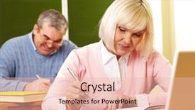  Presentation with mature female surgeon - Presentation theme with coconut milk yogurt - a small background and a light gray colored foreground