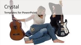  Presentation with relaxing - PPT theme having amigos - two female guitarists taking background and a  colored foreground