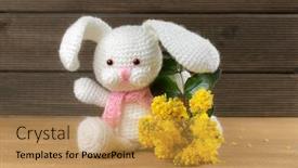  Presentation with bunny - Audience pleasing slide deck consisting of amigurumi-bunny-with-yellow-flowers backdrop and a gold colored foreground
