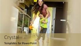  Presentation with family - Amazing theme having amiling-family-playing-at-home backdrop and a yellow colored foreground