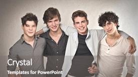  Presentation with friends - Beautiful PPT theme featuring amizade - group of four friends backdrop and a  colored foreground