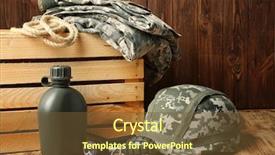  Presentation with military - Beautiful slide set featuring ammo - set of military outfit backdrop and a tawny brown colored foreground