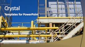  Presentation with factory - Cool new PPT theme with ammonia - cloe up of piping backdrop and a ocean colored foreground