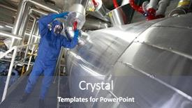  Presentation with technological advanced - Presentation enhanced with ammonia - technician in blue protective uniform background and a gray colored foreground