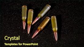  Presentation with black - PPT theme with ammunition cartridges on black background background and a  colored foreground