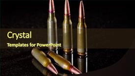  Presentation with black bodygaurd - Cool new PPT theme with ammunition cartridges on black background backdrop and a tawny brown colored foreground