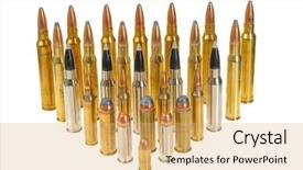  Presentation with triangle - Cool new presentation theme with ammunition of various types backdrop and a yellow colored foreground