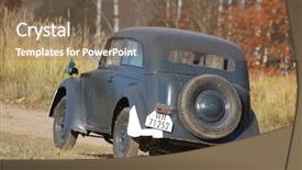  Presentation with old car - Cool new presentation design with ammunition transportation - old german car ww2 reenacting backdrop and a violet colored foreground