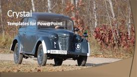  Presentation with old car - Presentation consisting of ammunition transportation - old german car ww2 reenacting background and a violet colored foreground