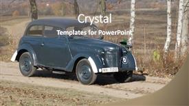  Presentation with old car - Presentation theme with ammunition transportation - old german car ww2 reenacting background and a gray colored foreground