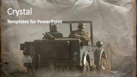  Presentation with jeep - Audience pleasing presentation theme consisting of ammunition transportation - old german jeep ww2 reenacting backdrop and a gray colored foreground