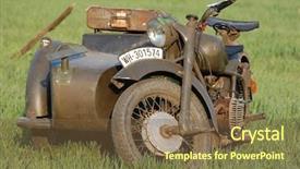  Presentation with ww2 film - Presentation theme with ammunition transportation - ww2 german bike ww2 reenacting background and a  colored foreground