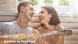  Presentation with young happy couple - Slides having amor - happy couple in love stunning background and a coral colored foreground