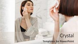  Presentation with cosmetics beauty - Beautiful presentation featuring amor por robo - beauty portrait of brunette woman backdrop and a  colored foreground